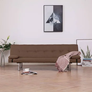 

Sofa bed with 2 pillows brown polyester sofa