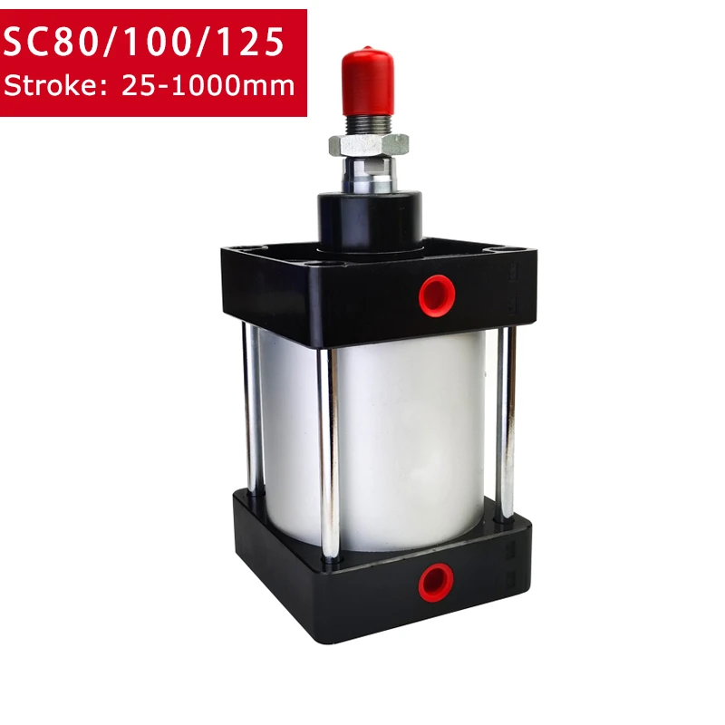 Cylindre Pneumatique Double Effet SC80 - Alésage 80mm, Course 50mm (autres Disponibles) - En Aluminium Pour Applications Industrielles