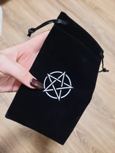 Bolsa de almacenamiento de Tarot, pentagrama de terciopelo, juego de mesa, bordado de tarjetas, bolsa con cordones, suministros de brujería para caja de Tarot, 1 Uds.