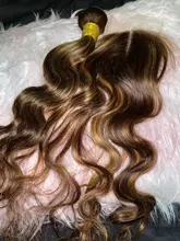 Ali Coco-mechones de pelo brasileño con degradado, extensiones de cabello humano Remy de color resaltado con cierre, P4/30