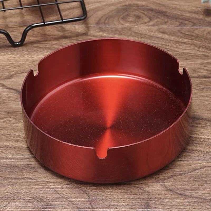 Round Stainless Steel Cigarette Ashtray Portable Tabletop Silver Metal Ash Tray for Smoker 6