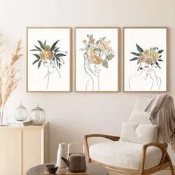 Ligne de plantes à fleurs style nordique Simple, peinture décorative créative pour la maison, porche, salon, peinture sur toile, peinture suspendue 