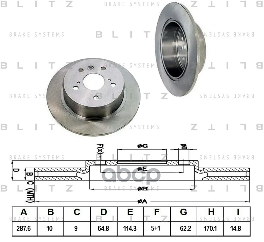 Диск Тормозной Toyota Camry 91- Blitz арт. BS0379