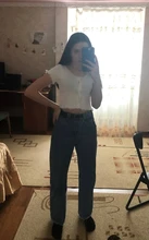 T-Shirt Women Tops Button-Crop-Top Short-Sleeve O-Neck Basic Blue Ruffles Casual Summer