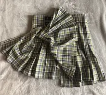 Women's Skirt Chain Buckle Plaid Streetwear Y2K E-Girl Goth Dark Mini Summer Patchwork