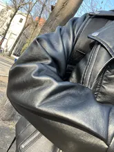 Jacket Women Basic-Coat Moto Aelegantmis Faux-Leather Plus-Size Winter Outerwear Autumn