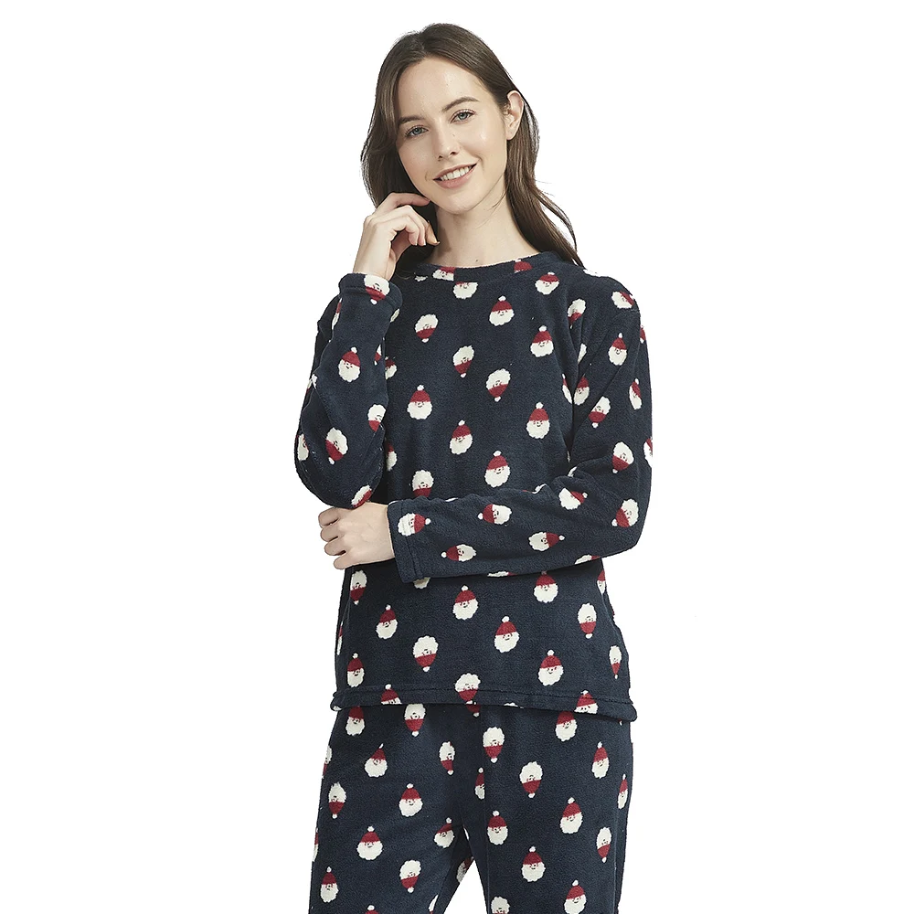 PimpamTex - Women's Autumn Winter Coral Long Sleeved Pyjama Set, Warm Winter Coral Printed Pyjama Set with Soft Touch, Wide Vari