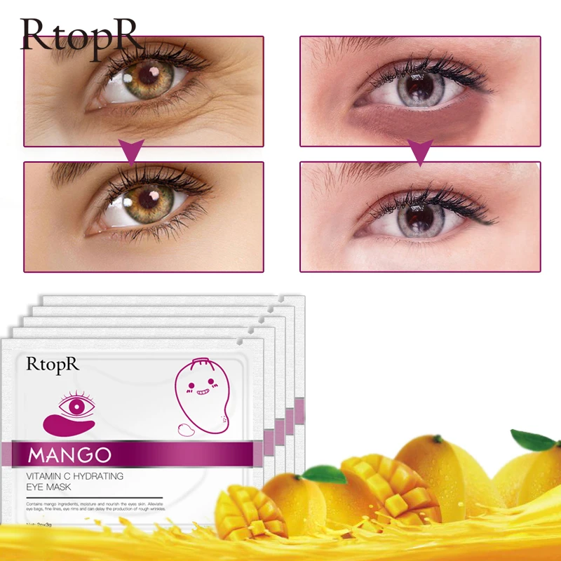 

RtopR 2pcs=1Pair Mango Vitamin C Eye Patches Collagen Crystal Eye Mask Anti-wrinkle Effect Remove Dark Circles & Eye Bags TSLM2