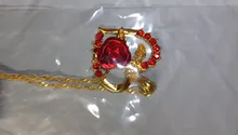 Nuevo amor corazón rojo rosa colgante, collar de mujer Color dorado para señorita gargantilla collar de joyería de moda para el Día de San Valentín regalo