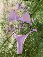 GNIM-Bikini brasileño de dos piezas para mujer, de dos piezas con espalda descubierta traje de baño, estilo triangular, ropa de playa, 2020