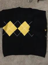 Jerséis de estilo coreano con estampado geométrico para otoño e invierno, jerséis de punto holgados de gran tamaño con cuello redondo, jersey de Mujer