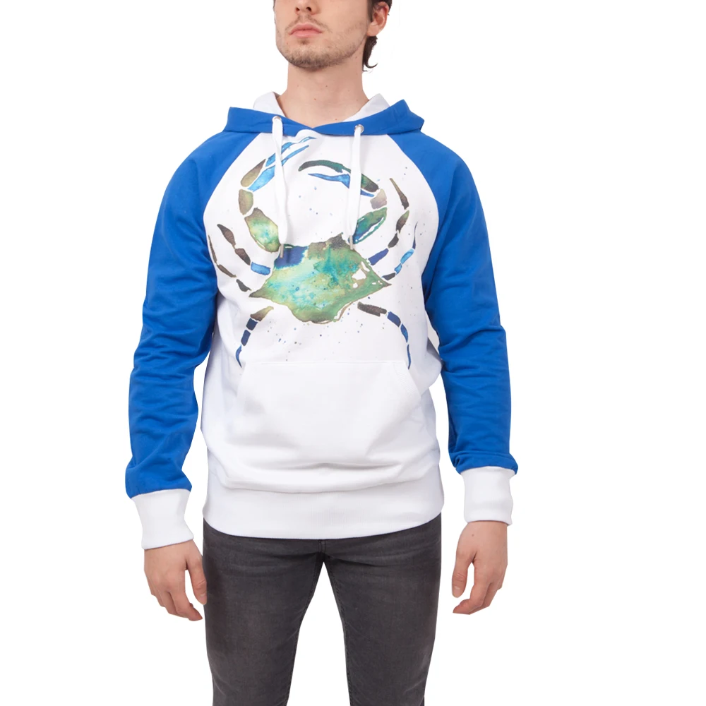 

Biggdesign AnemosS Crab Hooded, White and Blue Color, Crab Patterned, Long Sleeve, Men's Sweatshirt size L