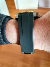 Correa de silicona de extremo curvado para reloj, 20mm, negro, verde, azul y naranja, para correa de papel, RX, Daytona, Submariner, GMT explorer 2, pulsera