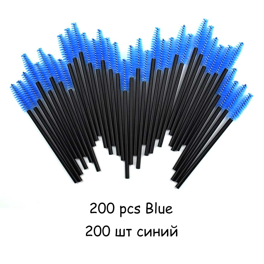 Щетка для ресниц 200 шт одноразовые палочки для туши мини-кисти для ресниц аппликатор для туши микро щетки для ресниц бровей - Цвет: 200pcs Blue