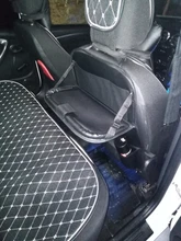 Organizador de cuero para asiento trasero de coche, accesorio de viaje de cuero sintético para asiento trasero de automóvil con bandeja o mesa de comedor y bolsa de almacenamiento