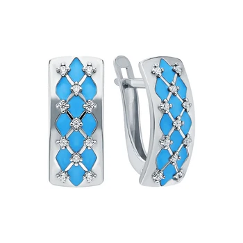 

Silver earrings with enamel and cubic zirconium sunlight sample 925