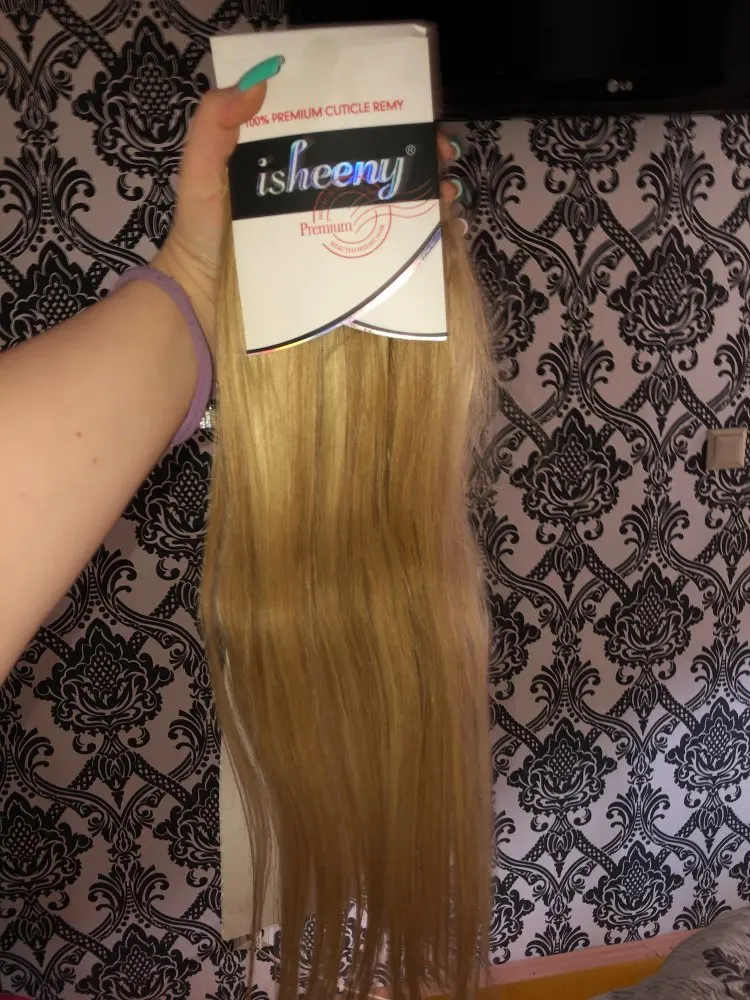 Clip In Human Hair Brazilian Natural Blonde Extensions photo review