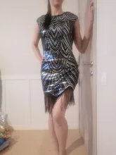 Summer Women Dress 1920s-Flapper-Dress Sequin-Fringe Party-Midi Great-Gatsby Sleeve O-Neck