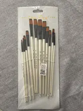 Juego de 12 Uds. De cerdas de nailon para acuarela, pintura al óleo de acrílico, inclinada plana, redonda, punta de bolígrafo, mango de madera, accesorio de arte