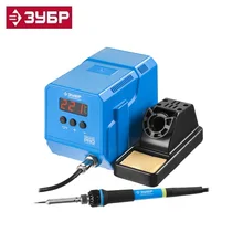 Паяльная низкотемпературная станция, цифровая ЗУБР "ПРОФИ" 55336 с ЖК дисплеем, керамический нагреватель, диапазон 50-480 °C, 60 Вт