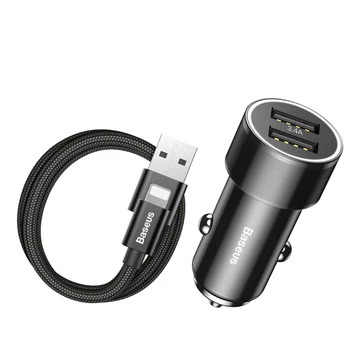 車の充電器とbaseus小ねじ 3.4aデュアルusb車の充電ipケーブルセット