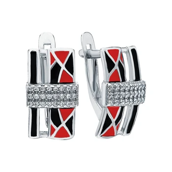 

Silver earrings with enamel and cubic zirconium sunlight sample 925