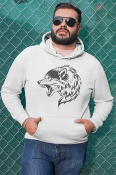 

Angemiel Wear Wolf White Men 'S Hooded Sweatshirt