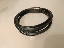 Pulsera de cuero trenzado de acero inoxidable para hombre, brazalete negro magnético, Punk Rock, accesorios de joyería