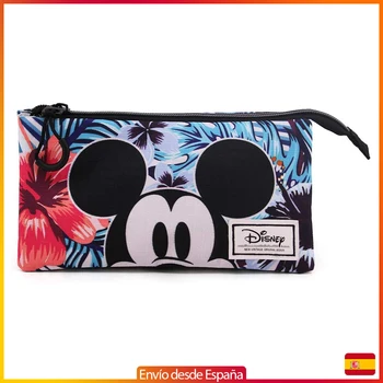 

DISNEY Mickey case with 3 compartments and zip closure, for pencils or cosmetics, inner lining