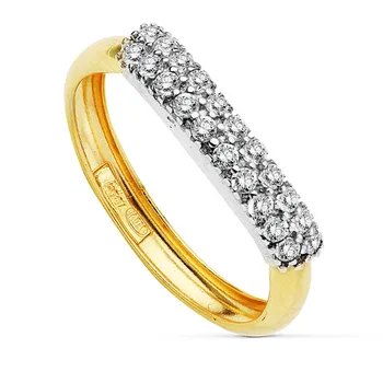 

18k solid gold ring two rows zircons [AB2402]