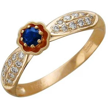 

Esthete ring with diamonds and sapphire in red gold