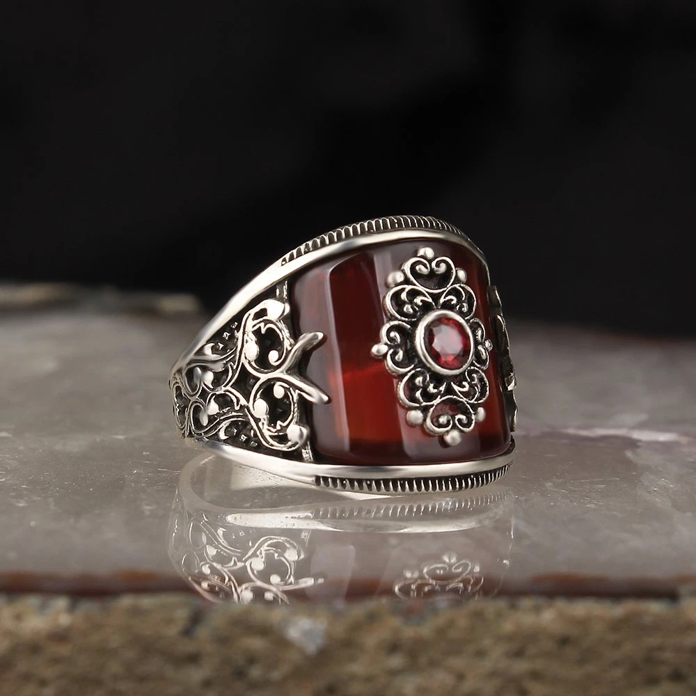 de plata esterlina 925 Anillos para hombre Anillo de piedras preciosas de circón Anillos