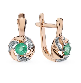 

Gold earrings with emeralds and diamonds sunlight sample 585