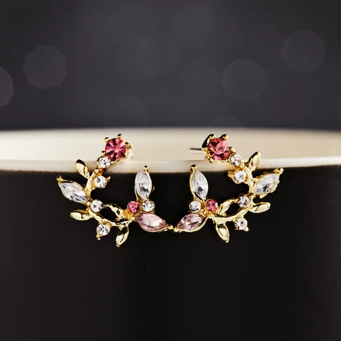 Flower Butterfly Earrings Women Shining CZ Zircon Stud Earring Girl Wedding Party Temperament Jewelry Pendant Brincos