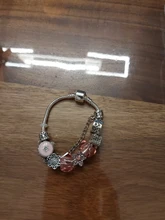 CHIELOYS-Pulseras con abalorios de estilo de dibujos animados para mujer, cuentas de cristal rosas chapadas en plata, cadena de serpiente, pulsera de marca, regalo de joyería para niños