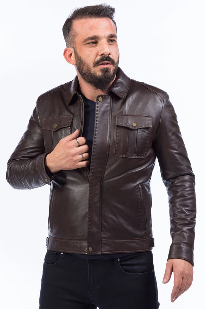 

Dericlub E-927 Spring Military Jacket Long Winter Outwear Confortable Bomber Motor Biker Fashion Genuine Leather Autumn Topcoat