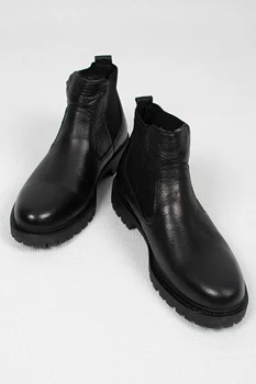 

DeepSea Male Black Luxury Leather Boots Shoes Boots High Quality Slip-Resistant Casual Autumn Winter Hiking 2001054