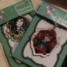 Llaveros de acrílico de doble cara, accesorios de Cosplay de Anime, el país de las Maravillas retorcido, joyería de corazones de rosa