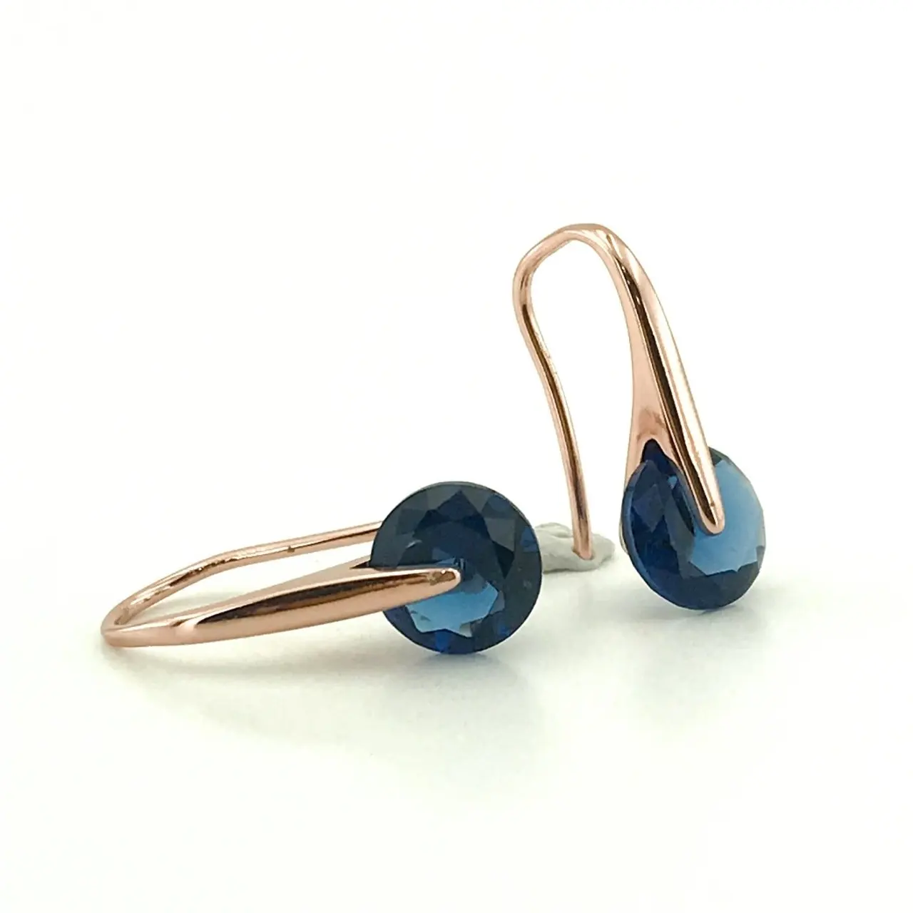 

Italian Quality Sapphire Stone Wobble Silver Earrings