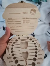 Caja de dientes de madera para bebé, organizador para guardar dientes de leche, Umbilica, inglés, holandés, español, portugués, francés, ruso