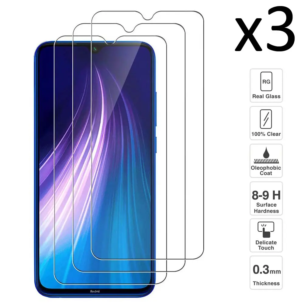 Xiaomi Redmi Note 8 Set 3 pieces tempered glass screen Protector anti-scratch ultra thin easy to install afbeelding