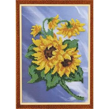 

B219 set for embroidery with beads 'Tiny ''подсолнухи', 22x30 cm