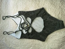 One-Piece Swimsuit Monokini Lace-Up Glitter Sparkling Black Sexy Women V941 Female Beach