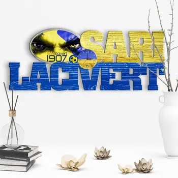 

Decorative Yellow Navy Design Wooden Wall Clock-3