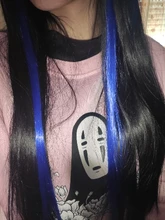 Alileader-extensiones de cabello Natural sintético largo para mujer y niña, Clip rizado de 18 pulgadas, color rosa y azul