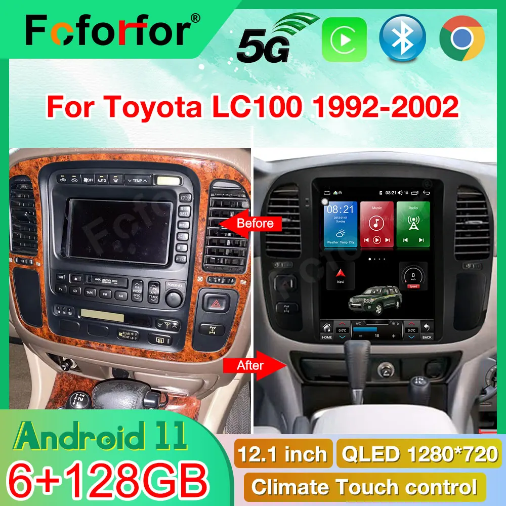 

Android 11 Auto Radio Für Toyota Land Cruiser LC100 1999-2002 Multimedia-Player 12,1 Zoll Auto Stereo Empfänger GPS Navigation