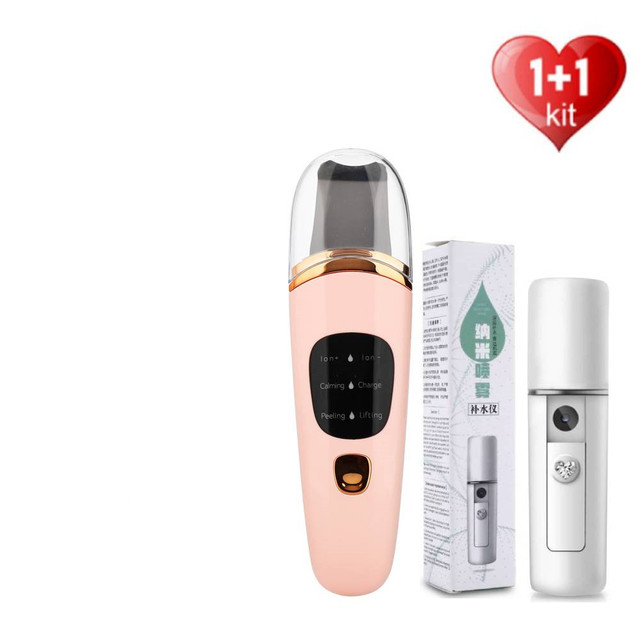 Skin Scrubber+Nano Face Steamer Pore Cleaner Blackhead Remover Ion Acne Exfoliating Peeling Spatula Lifting Tools