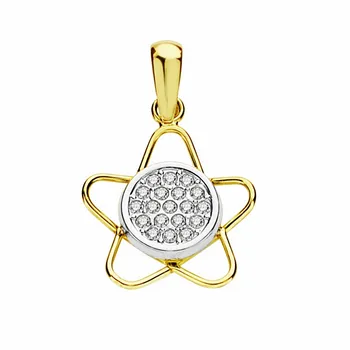 

18k gold pendant bicolor star 15mm. Zircons [AA1843]