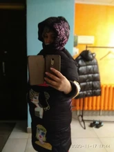 Parka Jacket Padded-Coat Character Women Hooded Spring Winter Cotton Thick White Black