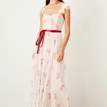 Trendyol Цветочный Тюль детальное вечернее платье TPRSS19BB0471